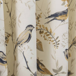 White Yellow Gray Birds Floral Curtains Living Room Blackout Drapes