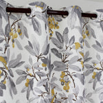 Yellow Birds Gray Leaves Curtains for Living Room 1 Set of 2 Panels - Anady Top Space Design