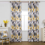 yellow gray flower curtains for living room