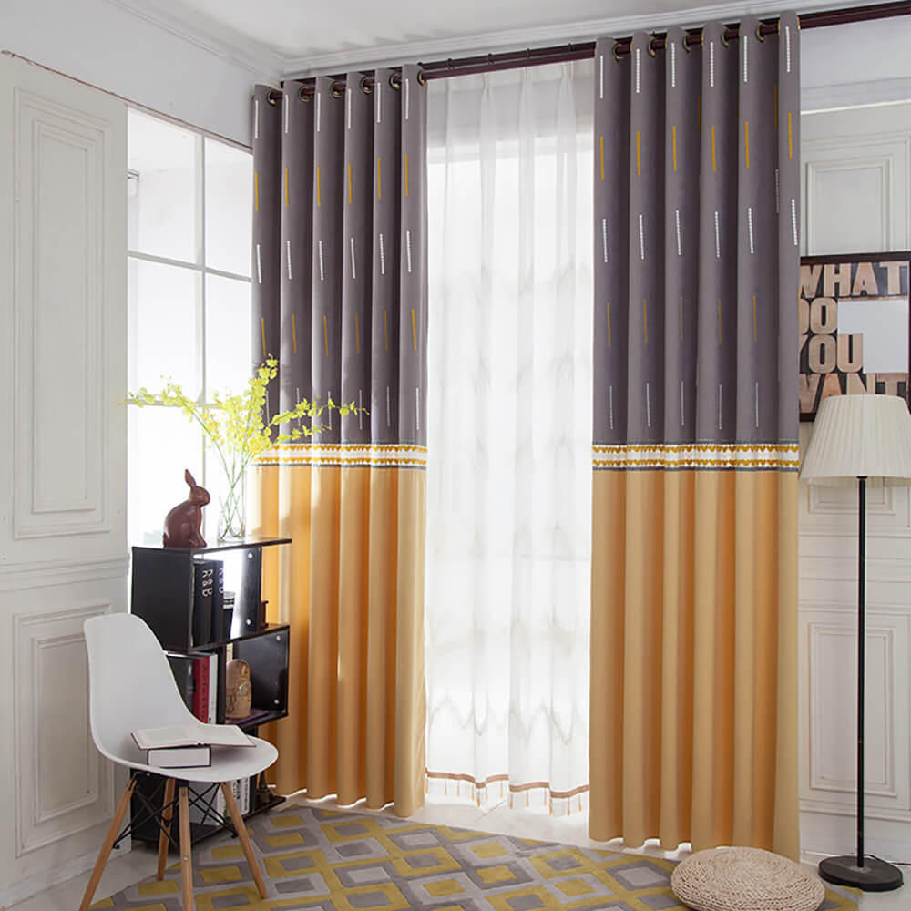 Anady Top Yellow Gray Curtains Bright Drapes for Bedroom 1 Set of 2 Panels - Anady Top Space Design